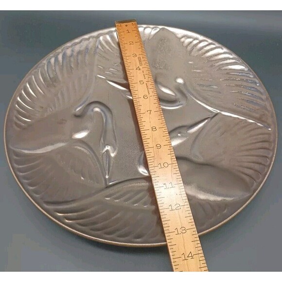 Vtg Haeger Pottery Crane Trio Platter Bronze Metallic Glaze 9507 - Picture 4 of 7